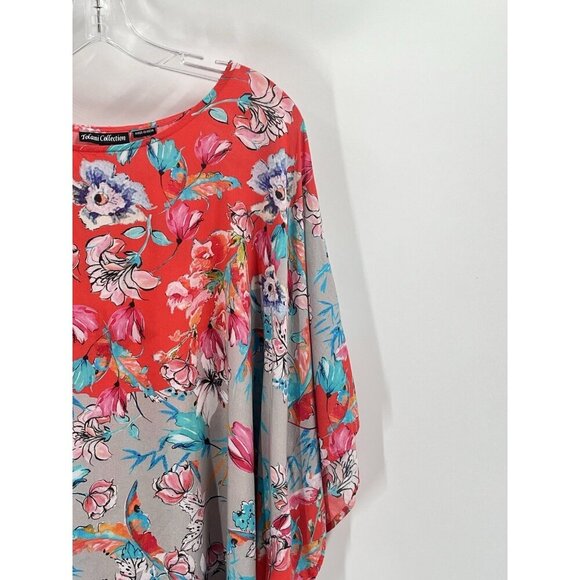Tolani Narissa Poppy Pink Red Floral Silk Flowy Top Sz XL - Picture 2 of 6